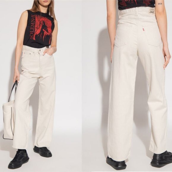 Levi's Cream WellThread High Loose Denim Jeans - Picture 1 of 5